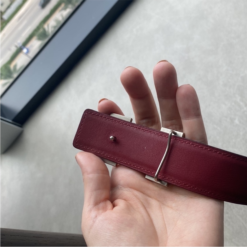 Authentic Hermes Black and Red Belt with Silver H Buckle - Picture 4 of 6